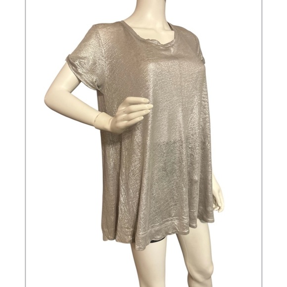Bordeaux from Anthropologie metallic silver short sleeve swing tee US size S - Picture 6 of 9